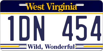 WV license plate 1DN454