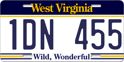 WV license plate 1DN455