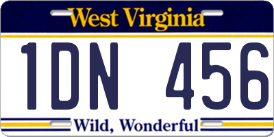 WV license plate 1DN456
