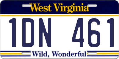 WV license plate 1DN461
