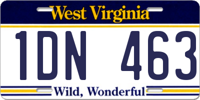 WV license plate 1DN463