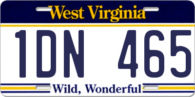 WV license plate 1DN465