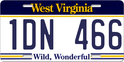 WV license plate 1DN466