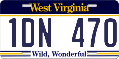 WV license plate 1DN470