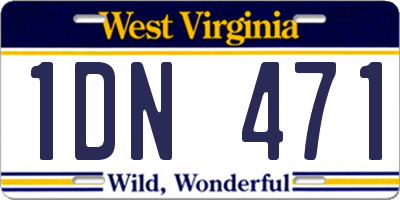 WV license plate 1DN471