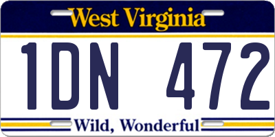 WV license plate 1DN472