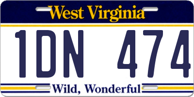 WV license plate 1DN474