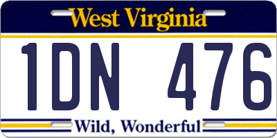 WV license plate 1DN476