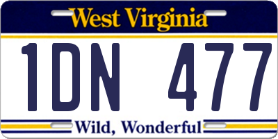 WV license plate 1DN477