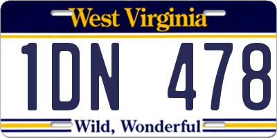 WV license plate 1DN478