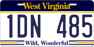 WV license plate 1DN485