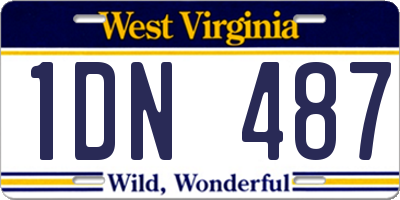 WV license plate 1DN487