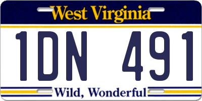 WV license plate 1DN491