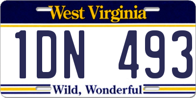 WV license plate 1DN493