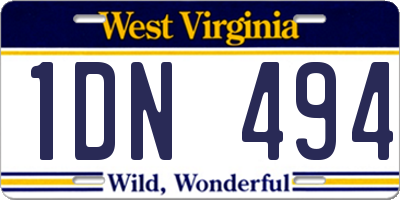 WV license plate 1DN494