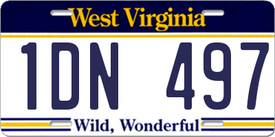 WV license plate 1DN497