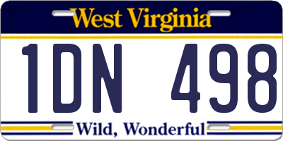 WV license plate 1DN498