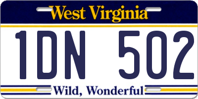 WV license plate 1DN502