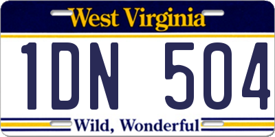 WV license plate 1DN504