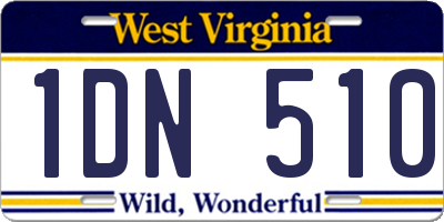 WV license plate 1DN510