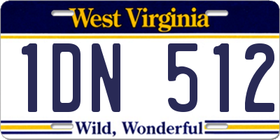 WV license plate 1DN512