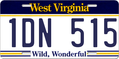 WV license plate 1DN515