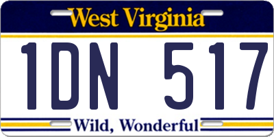 WV license plate 1DN517