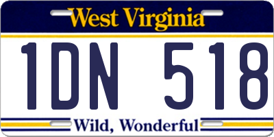 WV license plate 1DN518