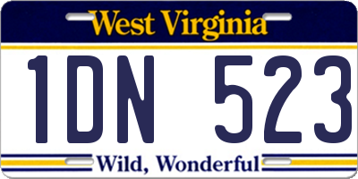 WV license plate 1DN523