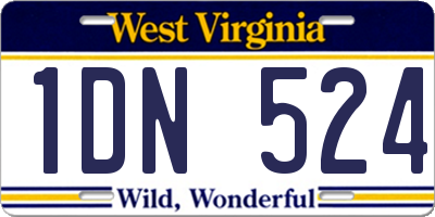 WV license plate 1DN524