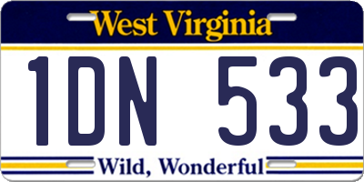 WV license plate 1DN533