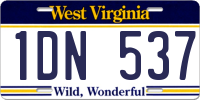 WV license plate 1DN537