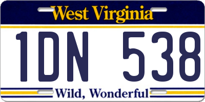 WV license plate 1DN538