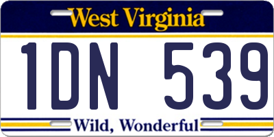 WV license plate 1DN539