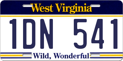 WV license plate 1DN541