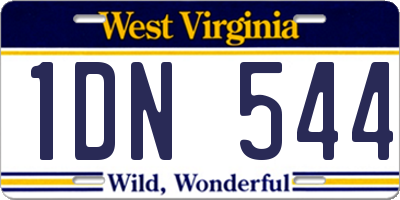 WV license plate 1DN544