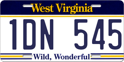WV license plate 1DN545