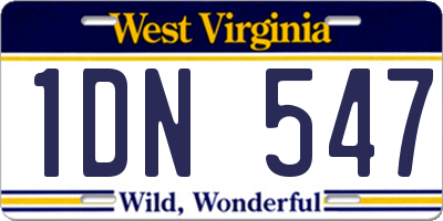 WV license plate 1DN547