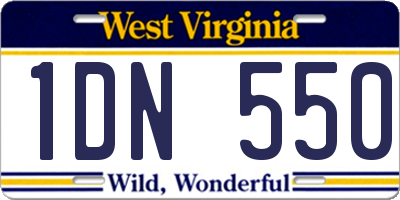 WV license plate 1DN550
