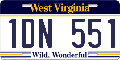 WV license plate 1DN551