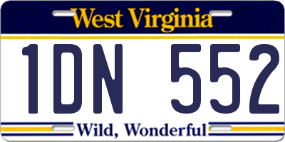 WV license plate 1DN552