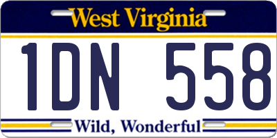 WV license plate 1DN558