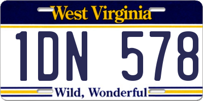 WV license plate 1DN578