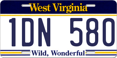 WV license plate 1DN580