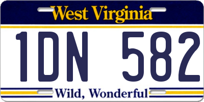 WV license plate 1DN582