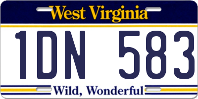 WV license plate 1DN583