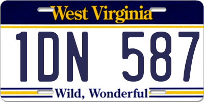 WV license plate 1DN587