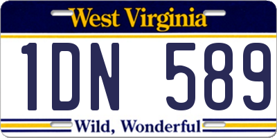 WV license plate 1DN589