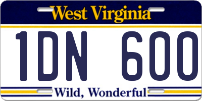 WV license plate 1DN600