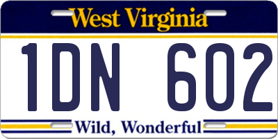 WV license plate 1DN602